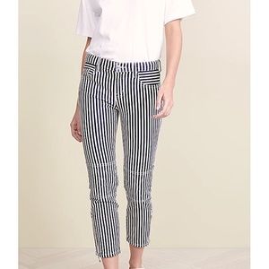 NWT CURRENT/ELLIOTT cropped Lexton blue white striped ankle zip jeans sz 26